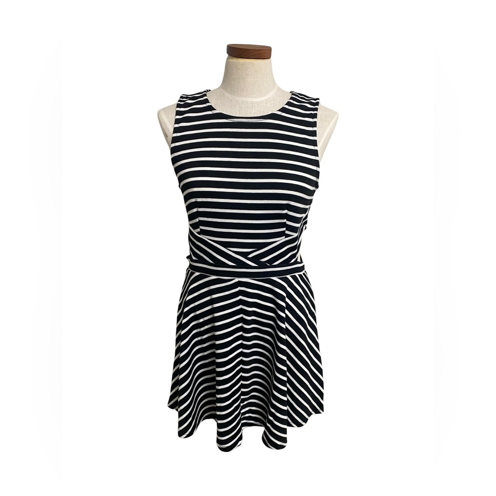 Black + White Striped Mini Dress